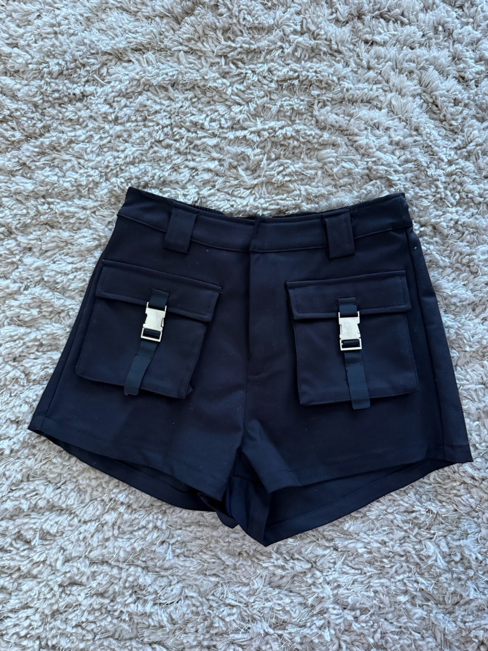 Black Women's Cargo Pocket Shorts
